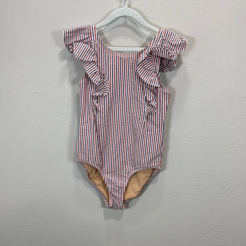 Crewcuts Striped Swimsuit with Ruffle Detail‎